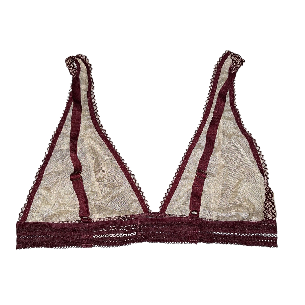 Free People Intimately Allia Bordeaux Combo Medium Lace Mesh Triangle Bralette - Picture 3 of 5